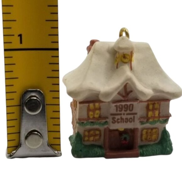 Vintage 1990 Schoolhouse/ Nativity Scene Christmas Ornaments Set Of 2 - Picture 3 of 9
